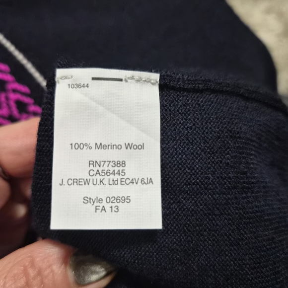 J. Crew Black and Purple Crew Neck Sweater - Picture 2 of 5